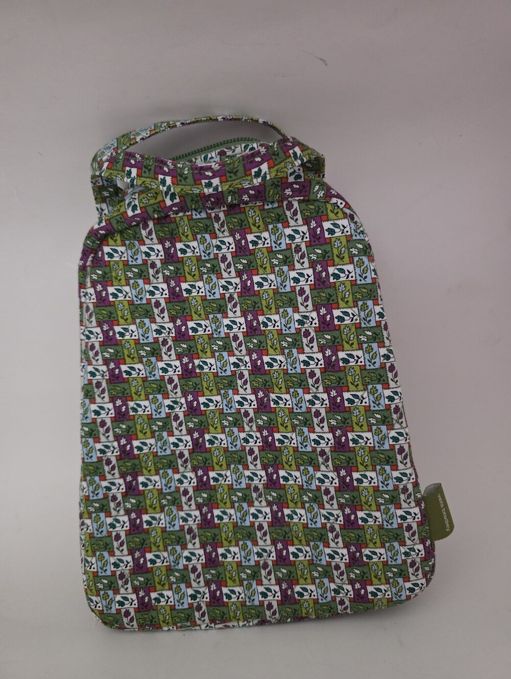 Vera Bradley cotton lunch bag Ribbon Plaid pattern woven green, purple, and blue